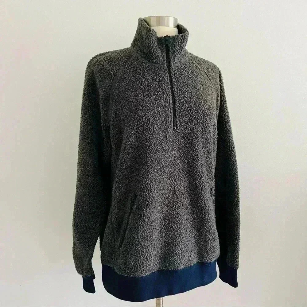 Vintage J. Crew Sherpa Zip Pullover Sweater
